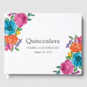 Aquarellblütenfiesta Quinceñera Gästebuch (Vorderseite)