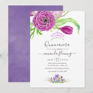 Aquarellblütenfrühling Quinceñera Einladung