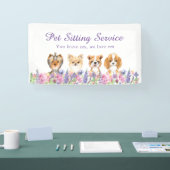 Aquarellblütenfüßer Hunde Sitzgelegenheit Geschäft Banner (Messe)