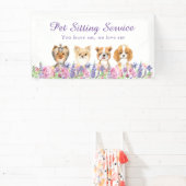 Aquarellblütenfüßer Hunde Sitzgelegenheit Geschäft Banner (InSitu)