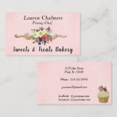 Aquarellblütengebäck Button Konditorei Koch Visitenkarte (Vorne/Hinten)