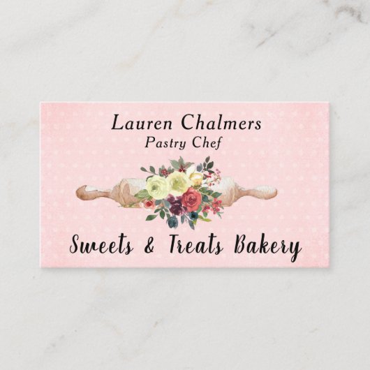 Aquarellblütengebäck Button Konditorei Koch Visitenkarte (Vorderseite)