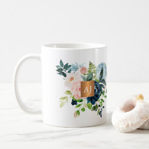 Aquarellblütengold mit Monogramm Chic Kaffeetasse