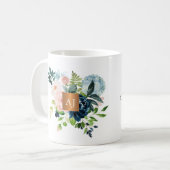 Aquarellblütengold mit Monogramm Chic Kaffeetasse (Vorderseite Links)