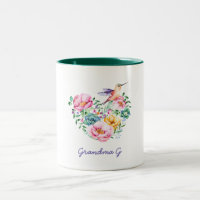 Aquarellblütenherz Hummingbird Grandma-Geschenk