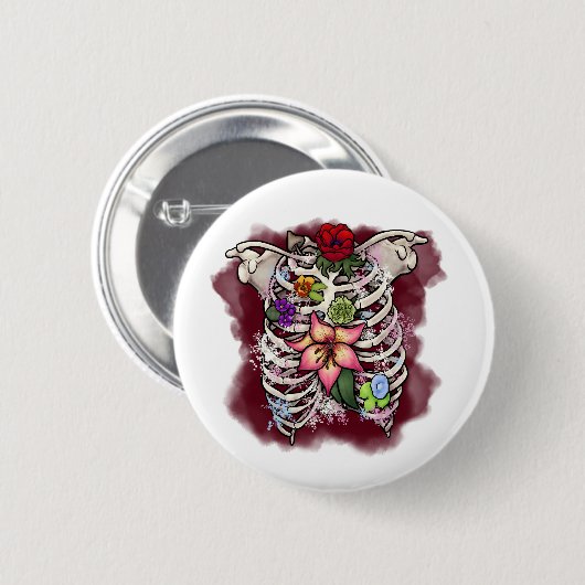 Aquarellblütenkäfig Button (Vorne & Hinten)