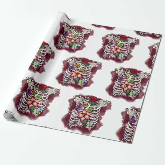 Aquarellblütenkäfig Geschenkpapier (Ungerollt)