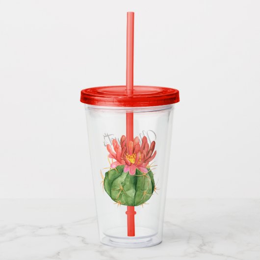 Aquarellblütenkaktus Acryltrinkbecher (Vorderseite)