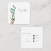 Aquarellblütenkaktus soziale Medien Quadratische Visitenkarte (Vorne/Hinten)