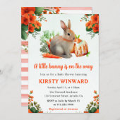 Aquarellblütenkaninchen und Carrots Babydusche Einladung (Vorne/Hinten)