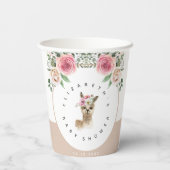 Aquarellblütenlama Gender Neutral Baby Dusche Pappbecher (Rückseite)