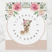 Aquarellblütenlama Gender Neutral Baby Dusche Weinetikett (Einzelnes Label)