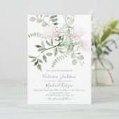 Aquarellblütenlicht und luftige Hochzeit Einladung (Stehend Vorderseite)