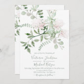 Aquarellblütenlicht und luftige Hochzeit Einladung (Vorne/Hinten)