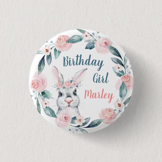 Aquarellblütenmädchen, jedes Alter Button (Vorderseite)