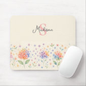 Aquarellblütenmonogramm — pastellfarbene Blüten Mousepad (Mit Mouse)
