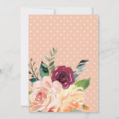 Aquarellblütenpfirsich Orangefarbene Rose Brautpar Einladung (Rückseite)