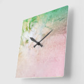 *~* Aquarellblütenpfirsich Rosa Glitzer Celestie Quadratische Wanduhr (Winkel)