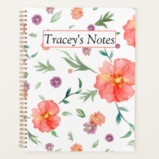 Aquarellblütenplaner - Personalisierte Geschenke Planer (Vorderseite)