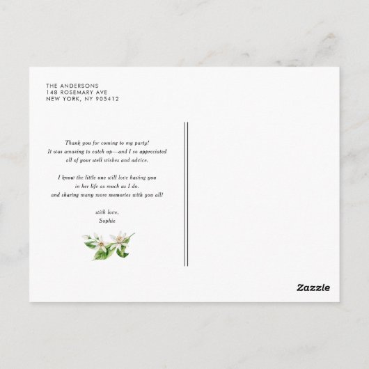 Aquarellblütenrahmen dankbar postkarte (Rückseite)