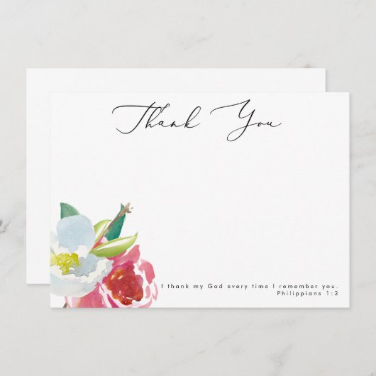 Aquarellblütenschrift Danke Karte (Vorne/Hinten)