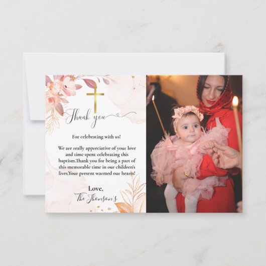 Aquarellblütentaufe Dankeschön Karte (Vorderseite)