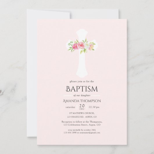 Aquarellblütentaufe oder Weihnachtsfeiern Einladung (Vorderseite)
