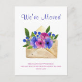 Aquarellblütenumschlag l Wir haben neue Zuhause ve Postkarte (Vorderseite)