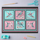 Aquarellblütenvögel auf Fliesendecke Seidenpapier (Basteln)