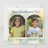 Aquarellbogen 2 Fotos Grandeliertagskarte (Vorderseite)