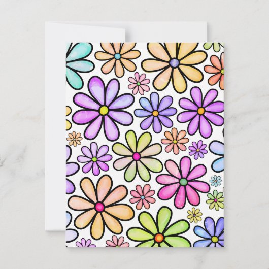 Aquarellbogen Doodle Daisy Blume Muster Mitteilungskarte (Vorderseite)