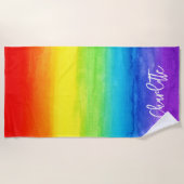 Aquarellbogen Personalisiert Modern Strandtuch (Vorderseite)