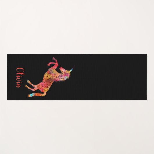 Aquarellbogen Personalisiert Schwarz Yogamatte (Vorderseite (Horizontal))