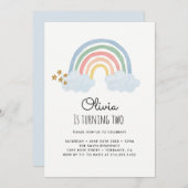 Aquarellbogen Rainbow 2. Geburtstag Einladungskart Einladung (Vorne/Hinten)