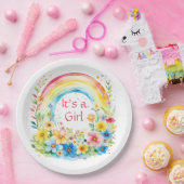 Aquarellbogen und Blume Es ist ein Mädchen Pappteller (Party)