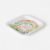 Aquarellbogen und Blume Es ist ein Mädchen Pappteller (Gewinkelt)