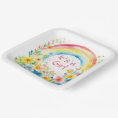 Aquarellbogen und Blume Es ist ein Mädchen Pappteller (Gewinkelt)