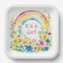 Aquarellbogen und Blume Es ist ein Mädchen