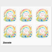 Aquarellbogen und Blume Es ist ein Mädchen Quadratischer Aufkleber (Blatt)