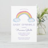 Aquarellbogen und Regentropfen Kindersprinkle Einladung (Stehend Vorderseite)
