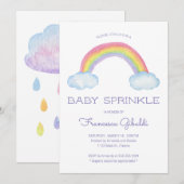 Aquarellbogen und Regentropfen Kindersprinkle Einladung (Vorne/Hinten)