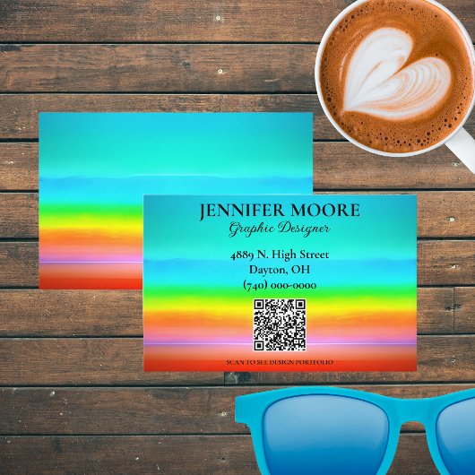 Aquarellbogenfarben mit QR-Code Visitenkarte