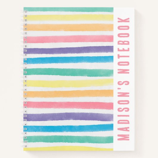 Aquarellbogenstreifen Personalisierter Name Notizblock (Vorderseite)