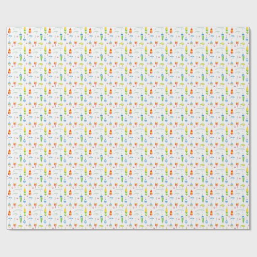 Aquarellbojen und Köder Geschenkpapier (Flach)