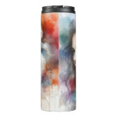 Aquarellbond: Frau und Wolf Thermosbecher (Rückseite)