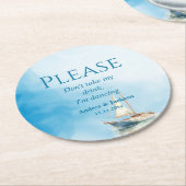 Aquarellboot Ich tanze Runder Pappuntersetzer (Angewinkelt)