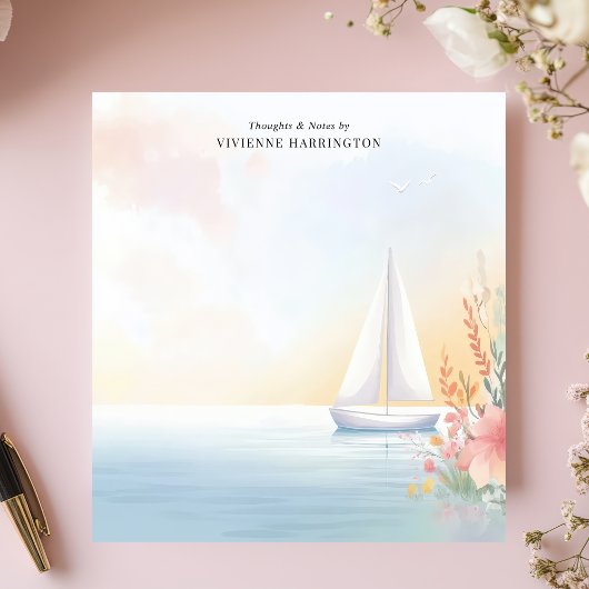 Aquarellboot Personalisiert Notizblock