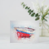 Aquarellboot Postkarte (Stehend Vorderseite)