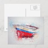 Aquarellboot Postkarte (Vorne/Hinten)