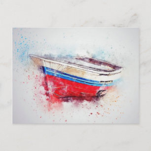 Aquarellboot Postkarte